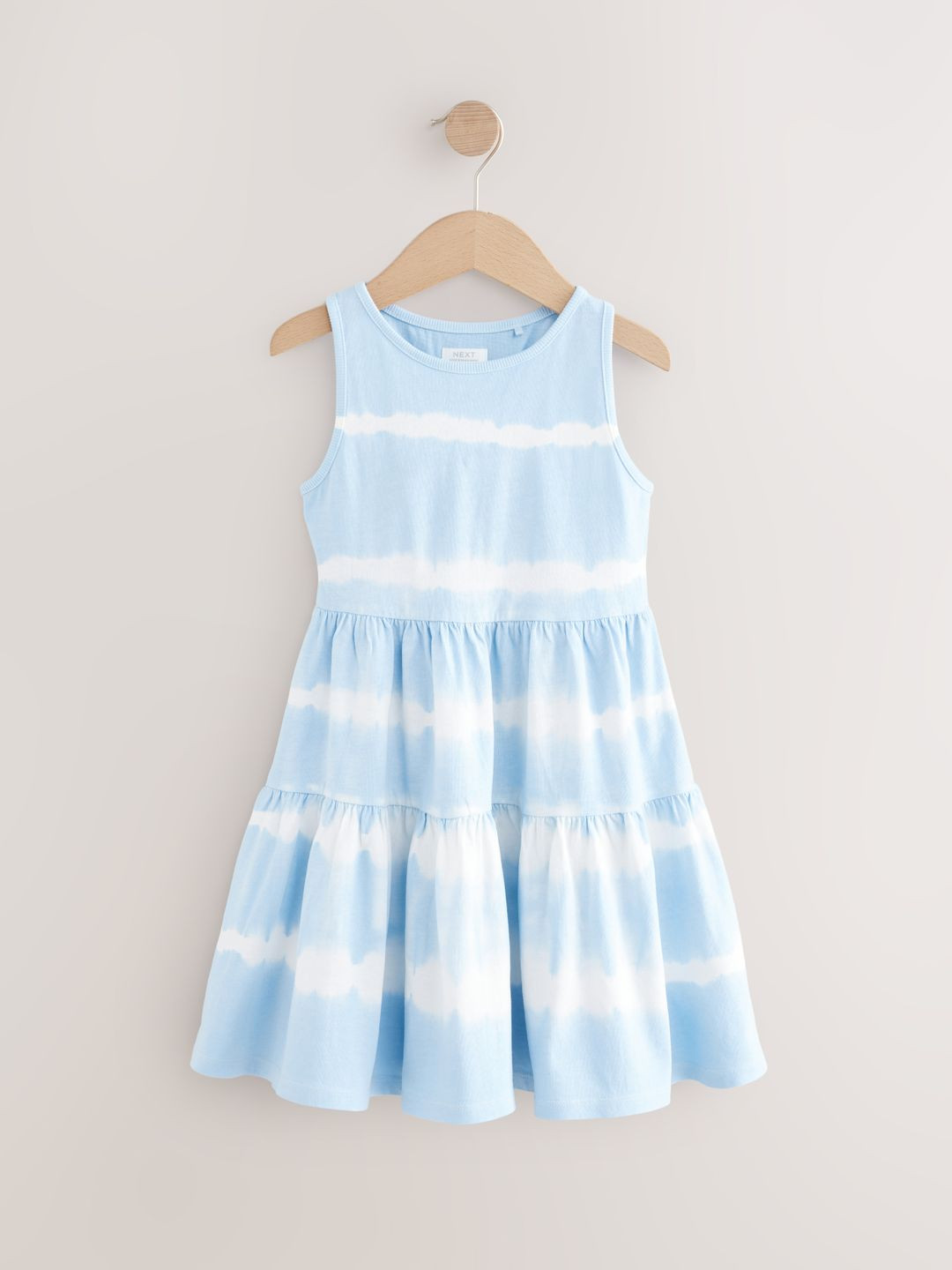 NEXT Girls Pure Cotton Dyed Tiered A-Line Dress with Twisted Styled Back