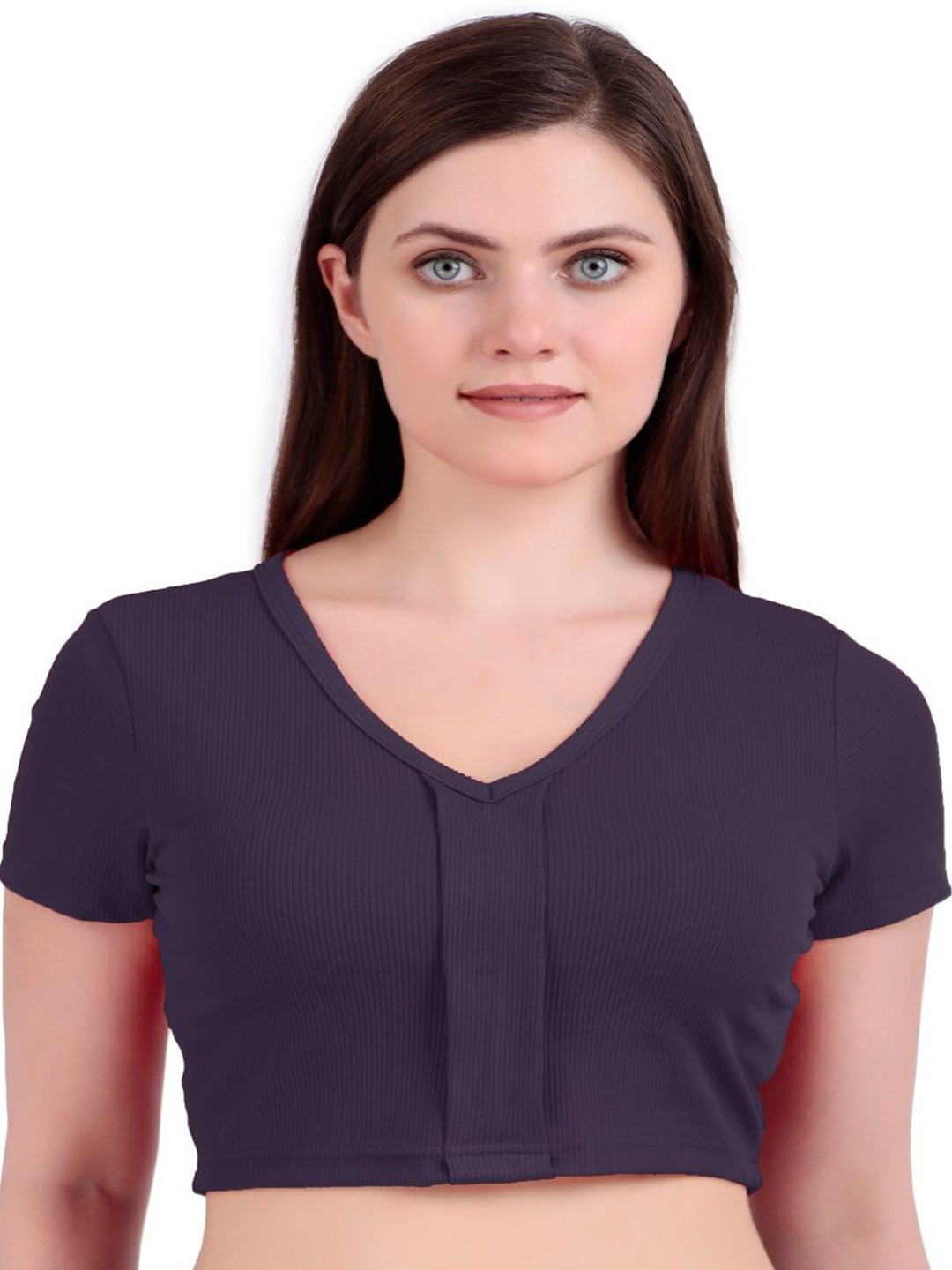 PRIME LOVE Women Self Design V-Neck Crop Top