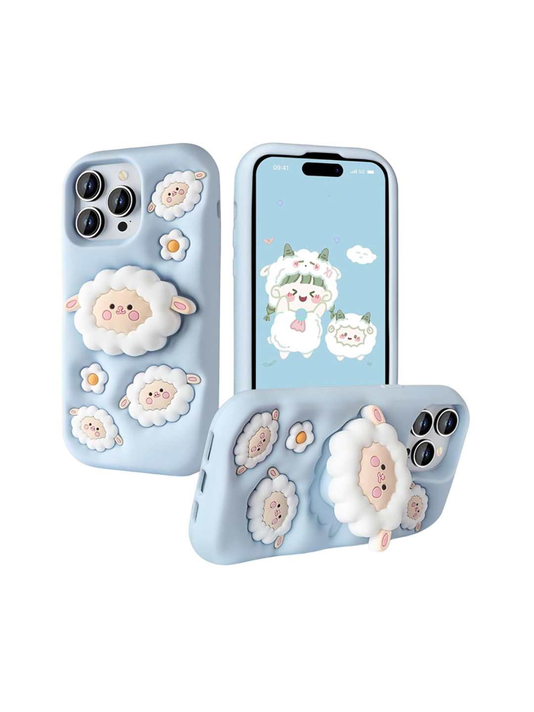 CASE CREATION 3D Cartoon Sheep Flock iPhone 16 Plus Back Case