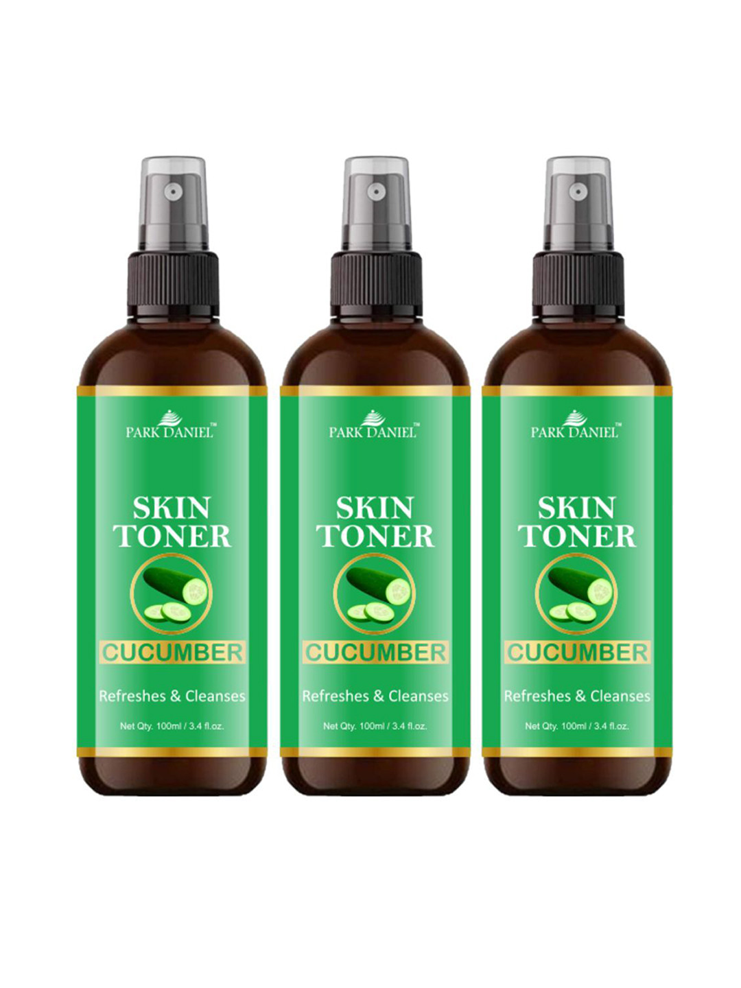 Park Daniel Set Of 3 Cucumber Skin Toner For Hydration - 100 ml Each