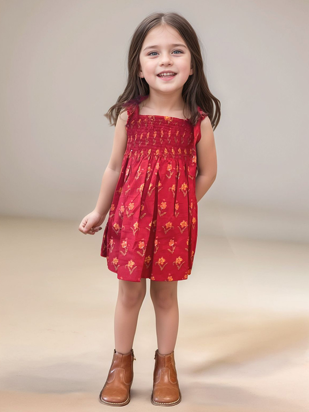 Mamma's Bear Girls Floral Print Fit & Flare Dress