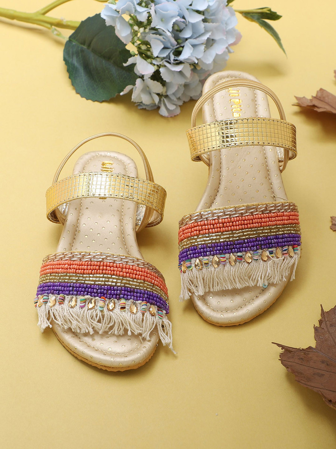 LIL PITAARA Girls Embellished Open Toe Flats
