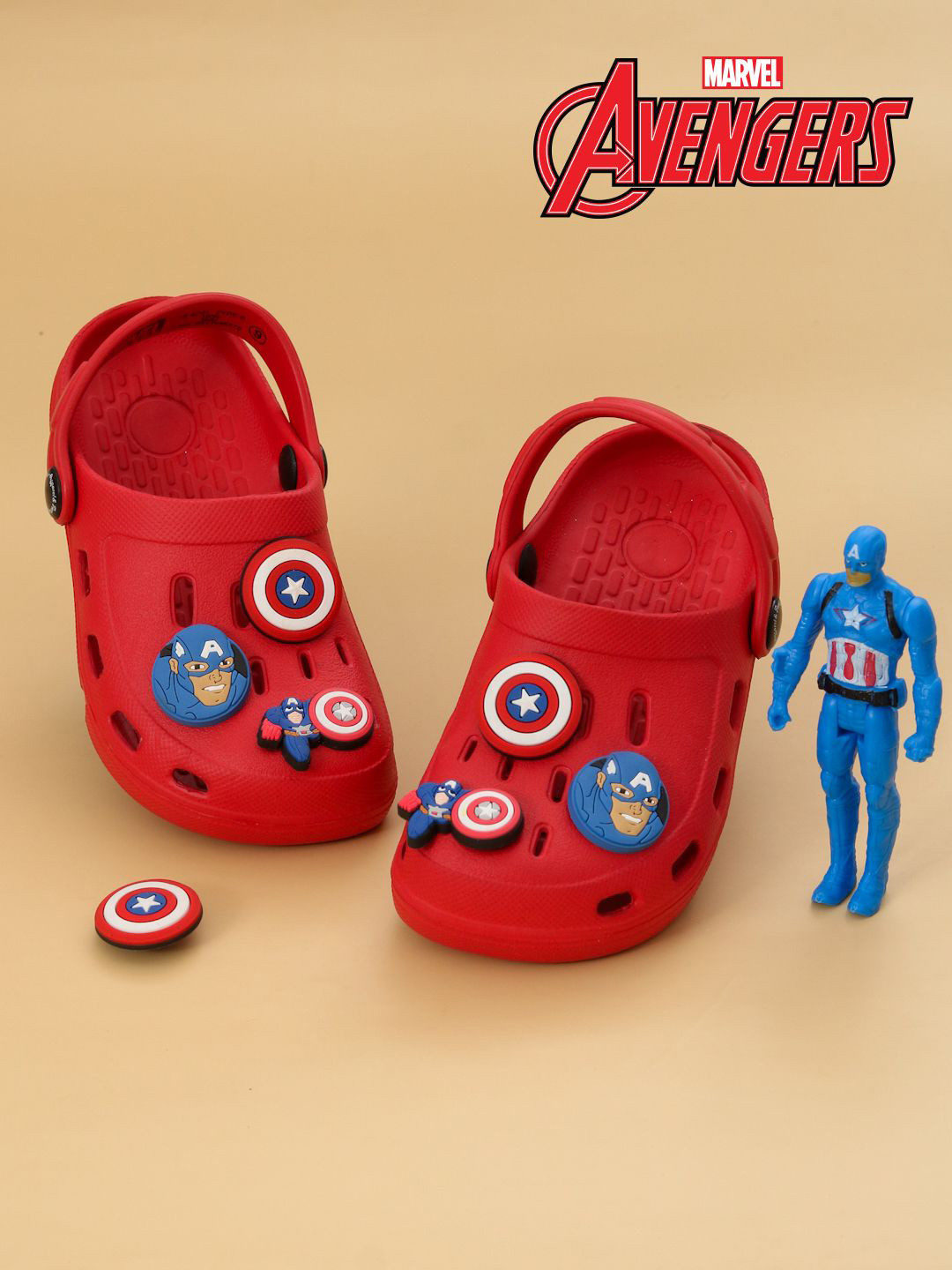Disney By Yellow Bee Boy's Marvel Captain America With Shield & Character Charms Clogs