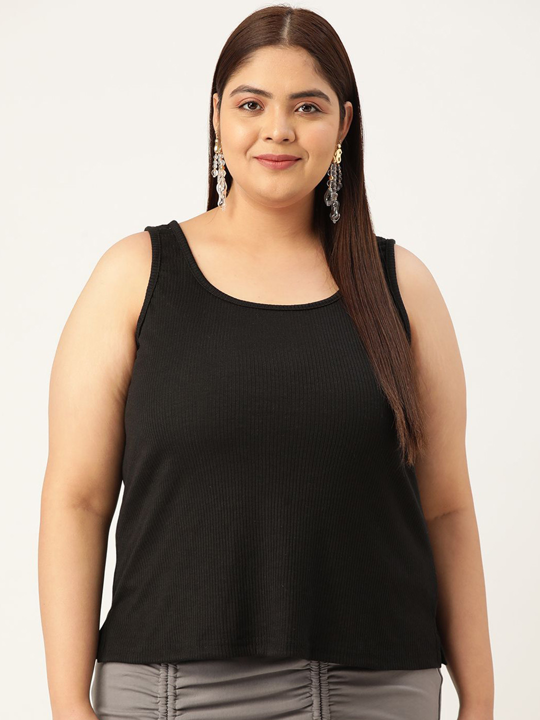 theRebelinme Women Cotton Plus Size Tank Top