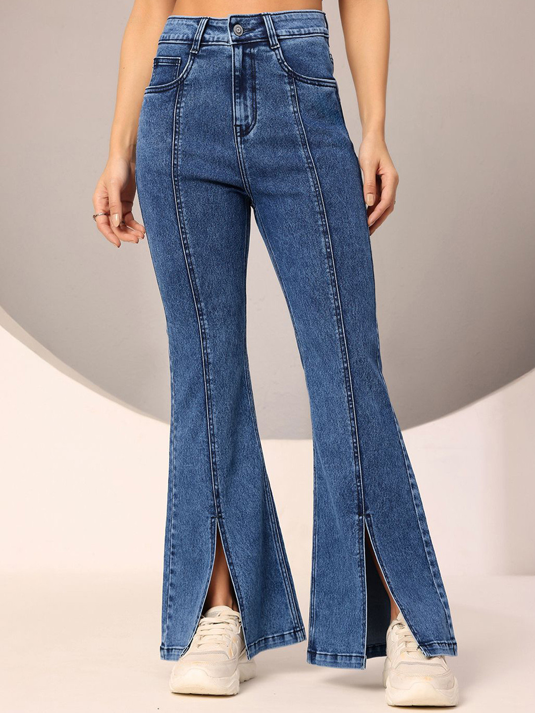 DOLCE CRUDO Cold Justice Women Bootcut High-Rise Heavy Fade Jeans