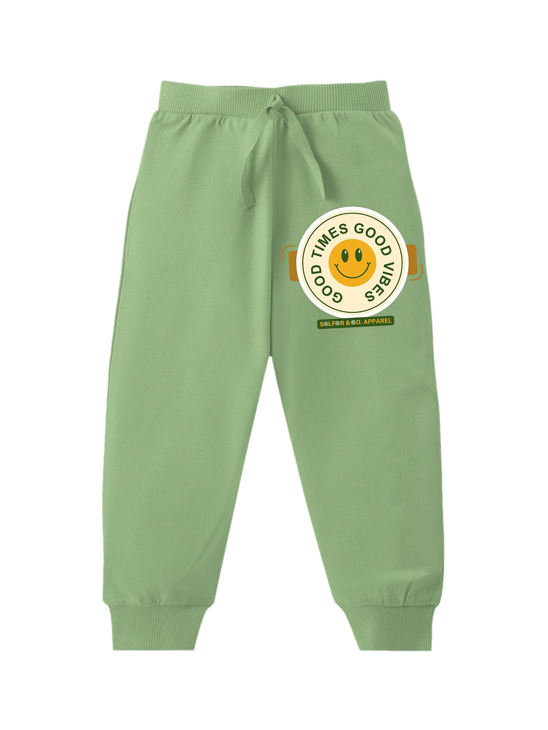 KAVEE Boys Good Time Good Vibes Printed Pure Cotton Joggers