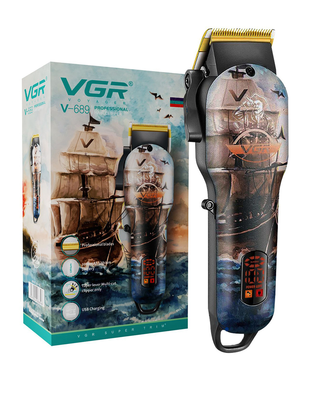 VGR Men V-689 Corded-Cum-Cordless Hair Clipper - Black