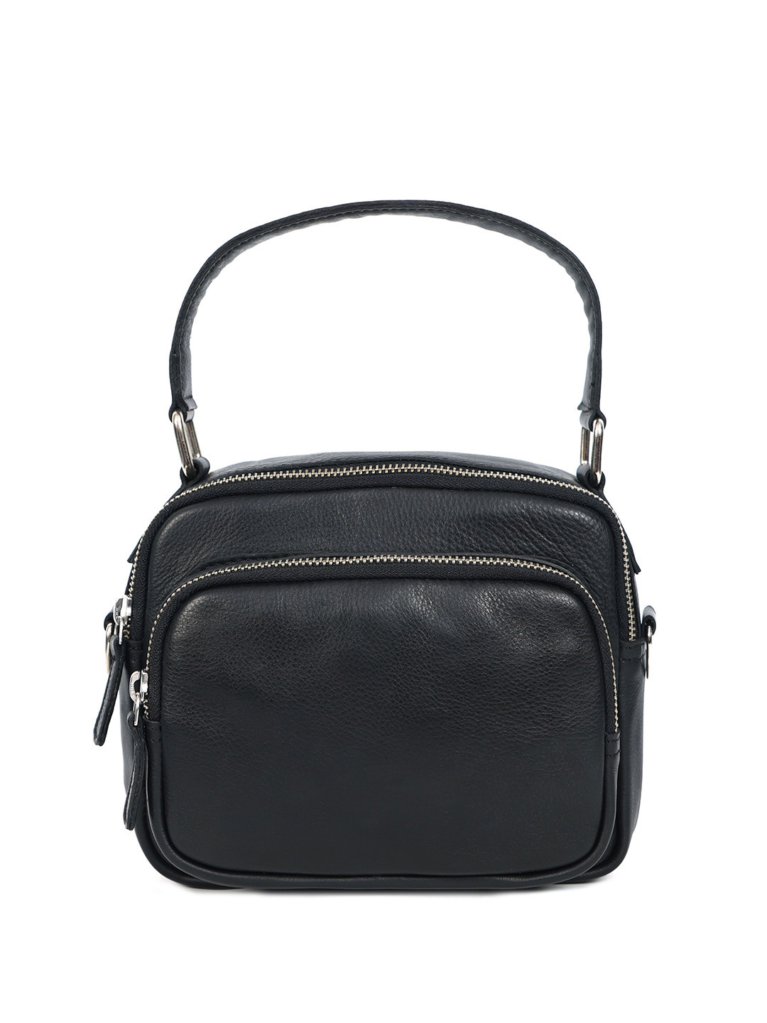 Celtic Women Black Leather Structured Sling Bag with Tassel Detail