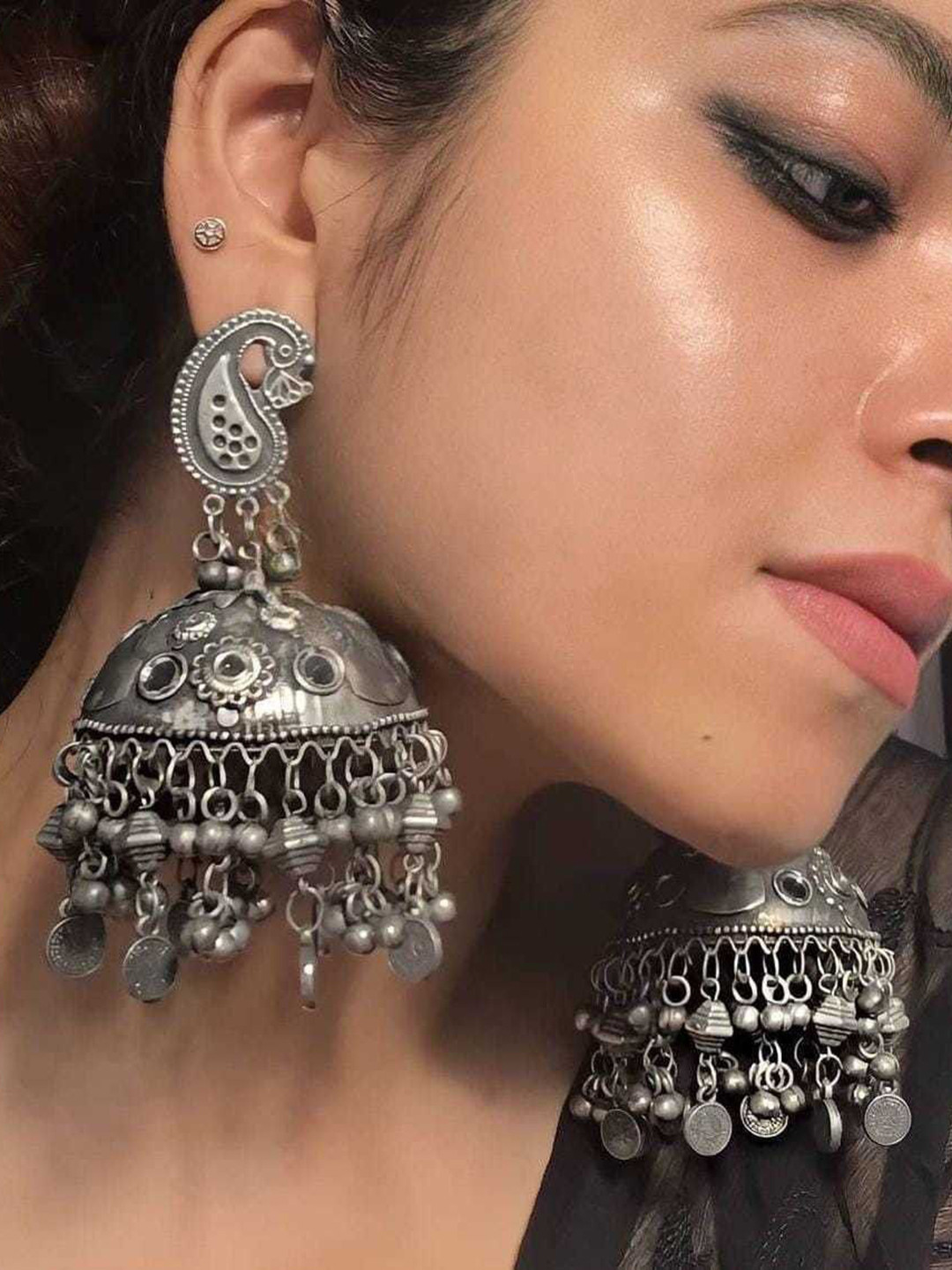 Sangria Beaded Jhumkha Earrings