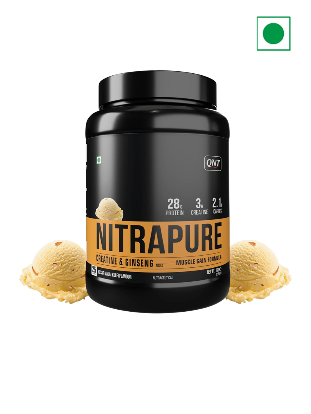 QNT Nitrapure Whey Protein Powder For Muscle Building - 1Kg - Kesar Malai Kulfi