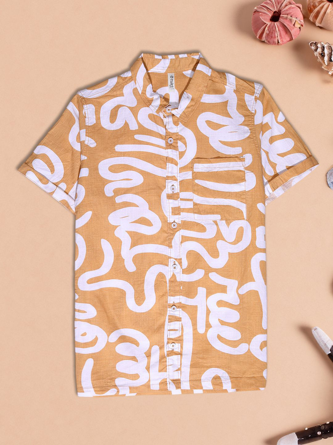 V-Mart Boys Abstract Printed Cutaway Collar Viscose Rayon Shirt
