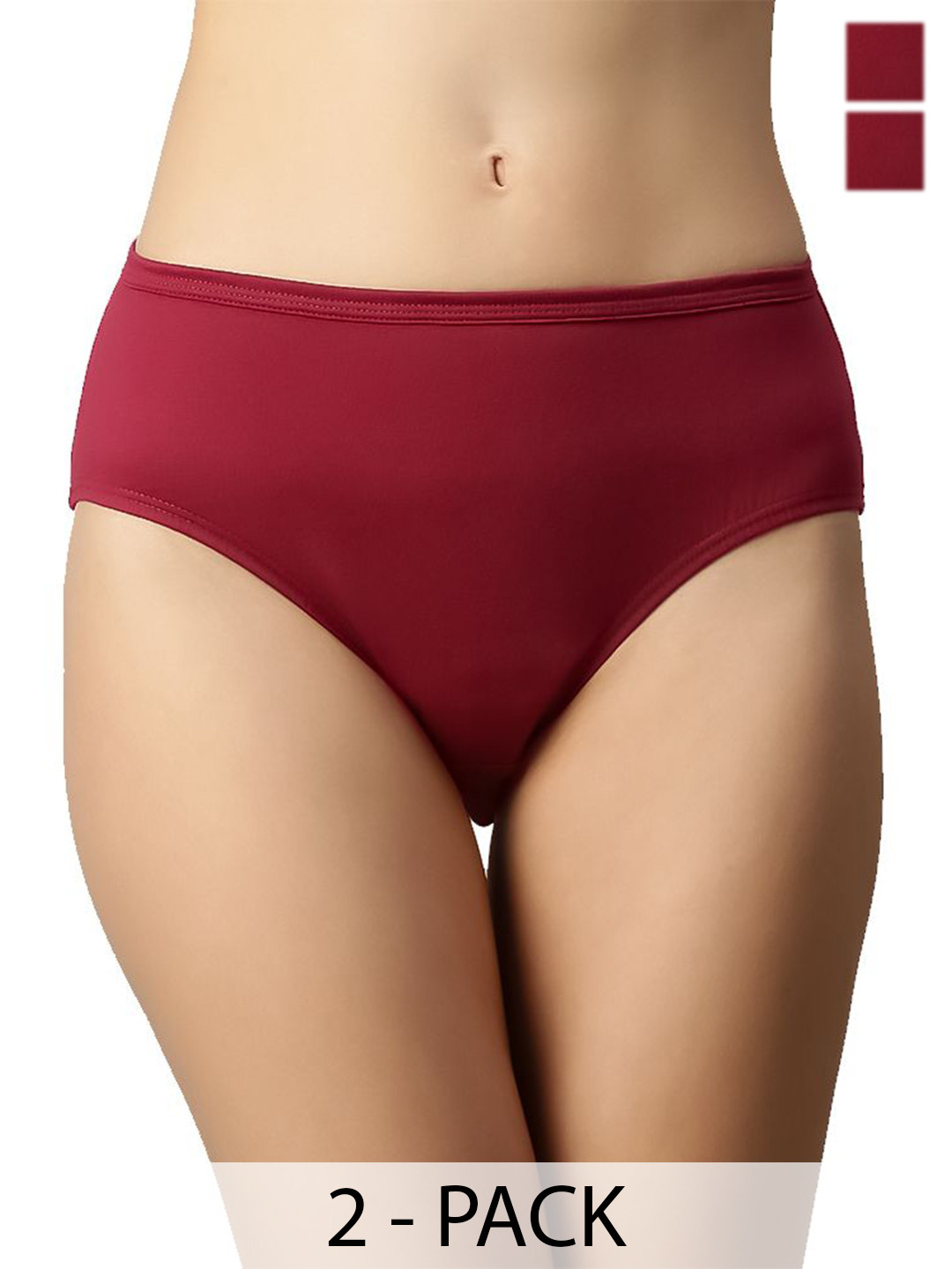 FASO Pack Of 2 Mid-Rise Breathable Hipster Brief's - FW205-RASPBERRY,RED PLUM-XXL-Red