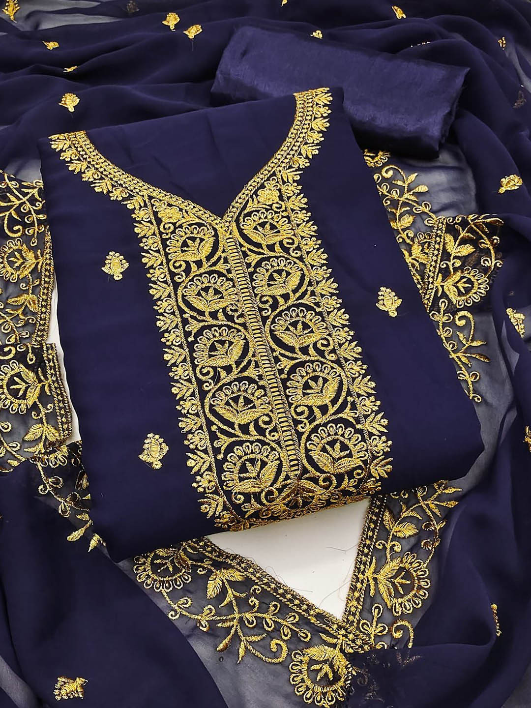 SYS Brand - Shop Your Style Floral Embroidered Unstitched Dress Material