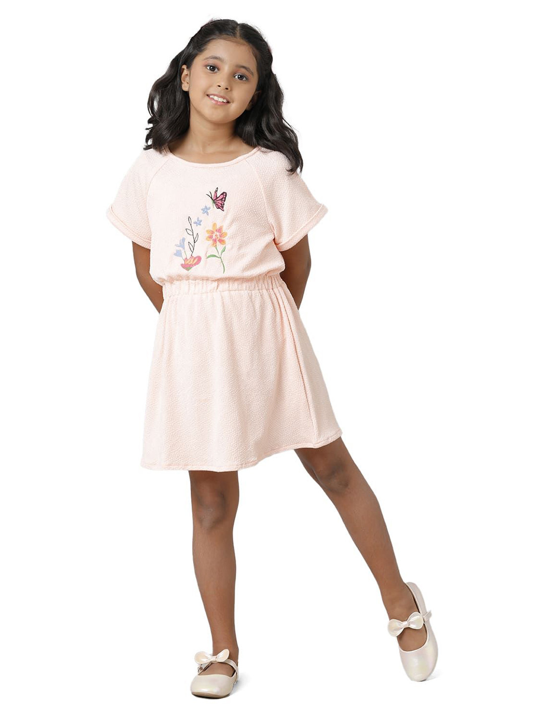 UNDER FOURTEEN ONLY Girl Floral Embroidered Fit & Flare Dress