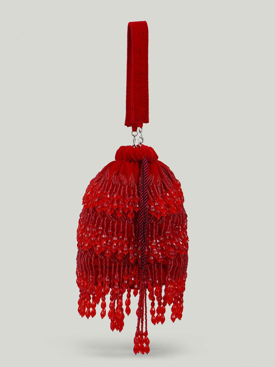 QAIDA FASHION Textured Oversized Fringed Bucket Handheld Bag Handbags