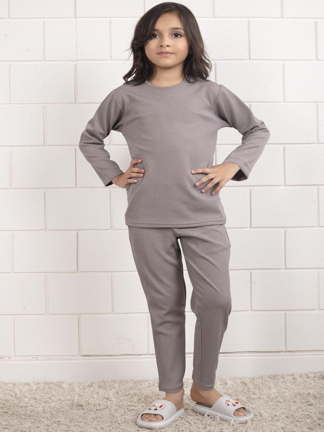 BAESD Girls Striped Slip-On Night suit