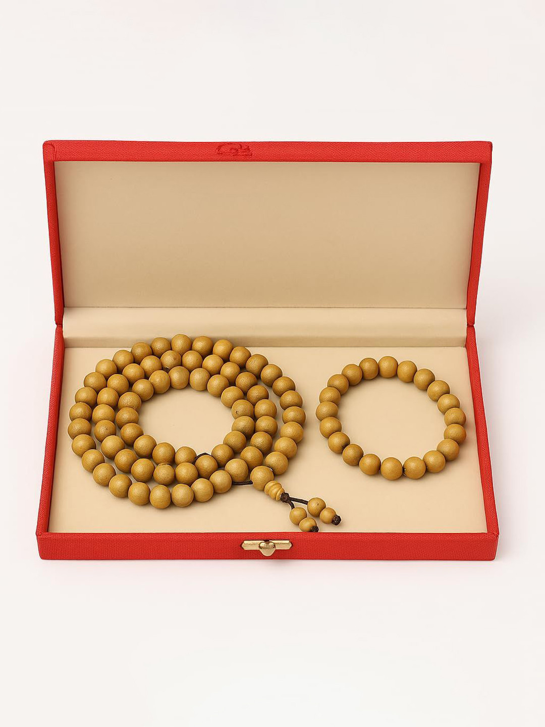 RDK Unisex Elegant Sandalwood Beaded Mala Necklace With Bracelet