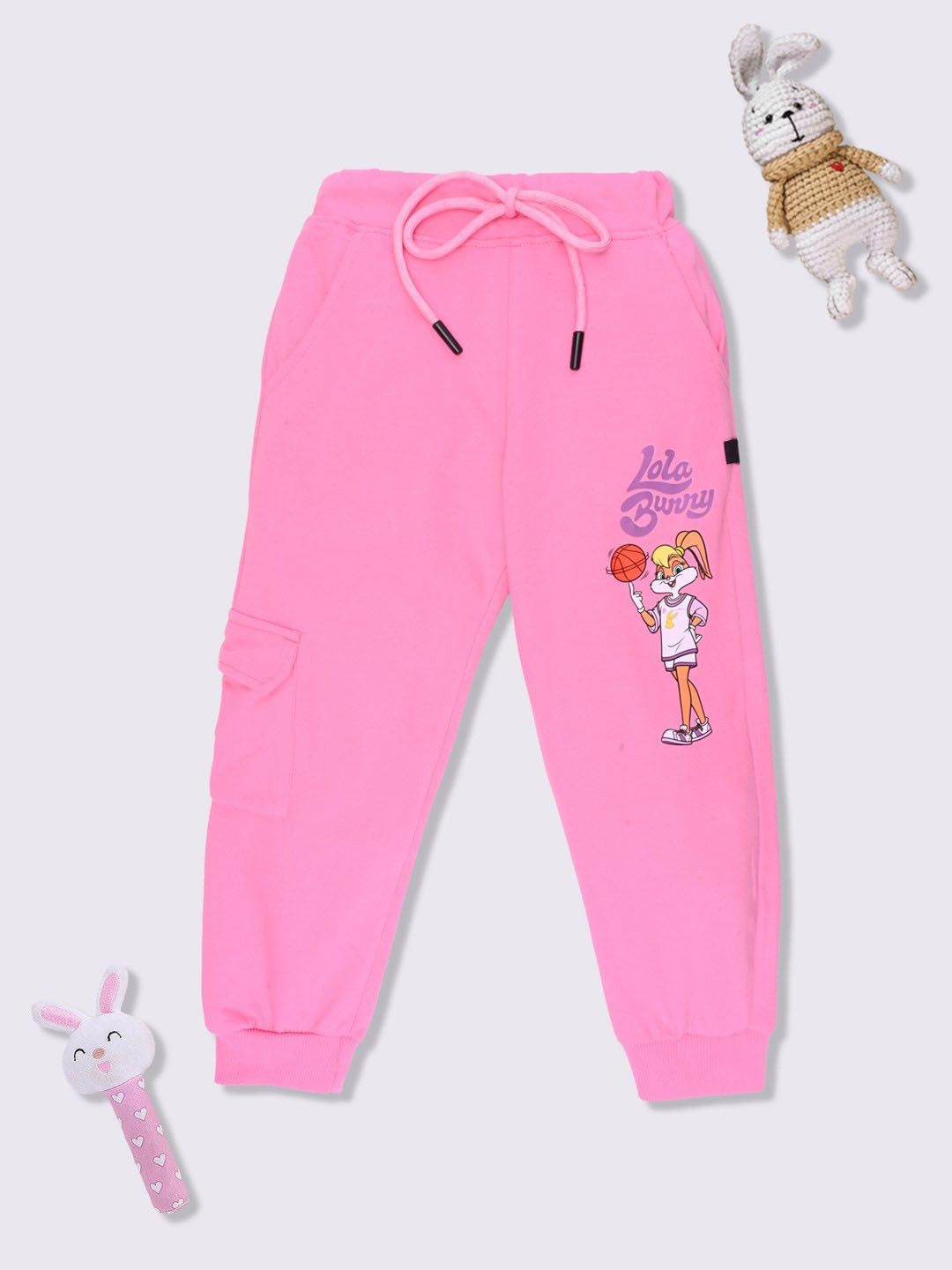 YK X Minute Mirth Girls Bugs Bunny Printed Cotton Cargos