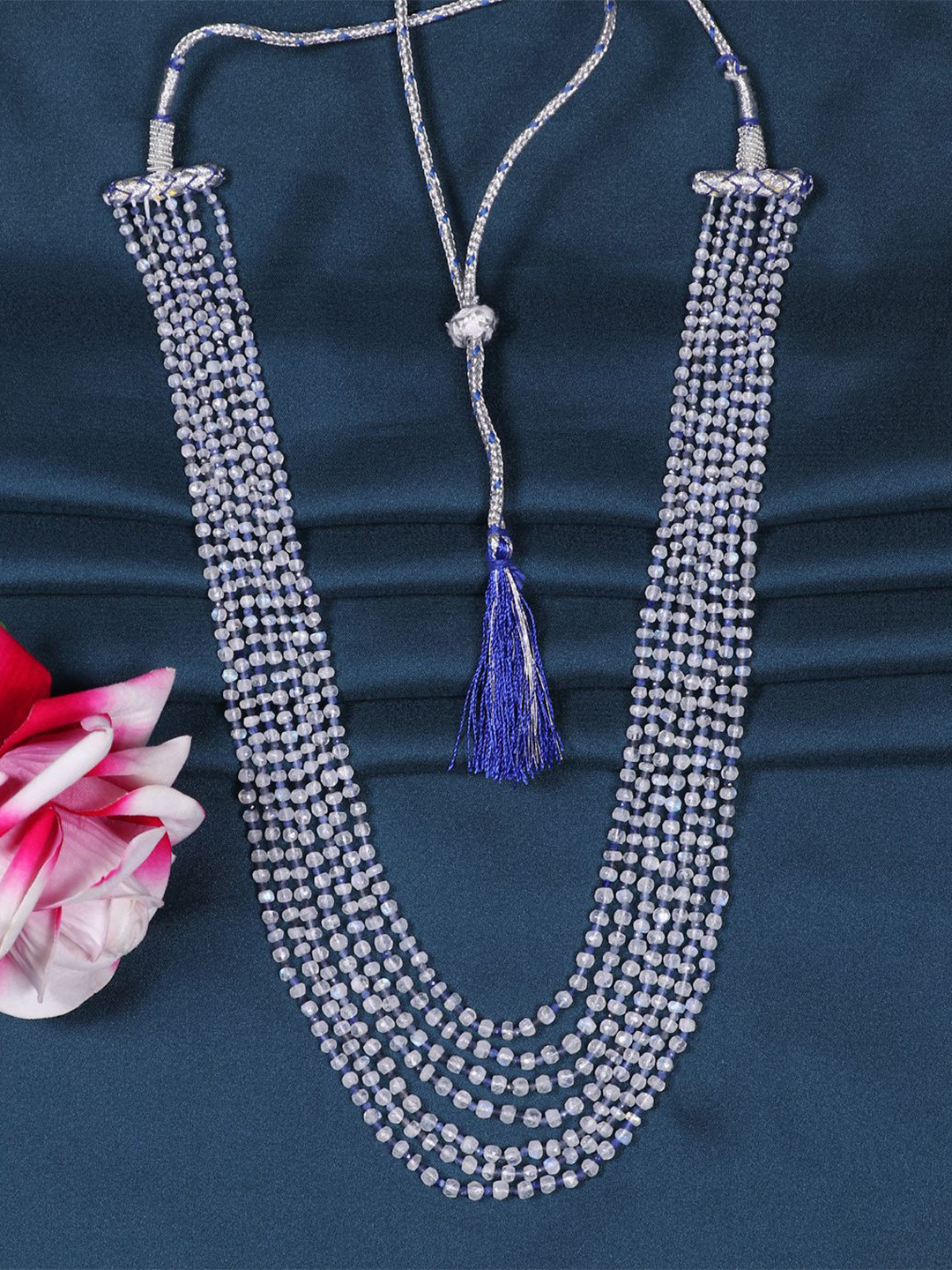 Raj Gems Moonstone & Zade Gemstone Beaded Layered Necklace