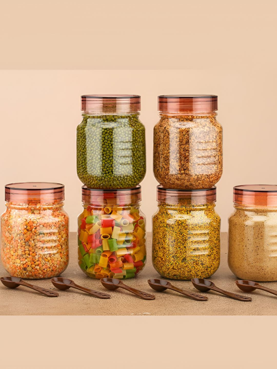 Aura Vintage Transparent Plastic Air Tight 3 Piece Clip-On Jar-750ml