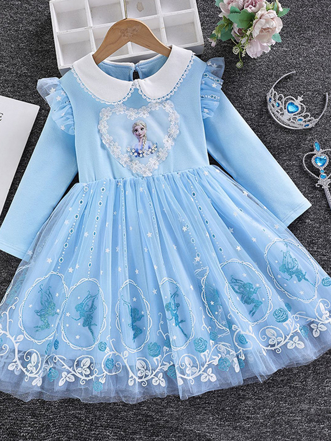 YK Kids Embellished Fit & Flare Barbie Dress