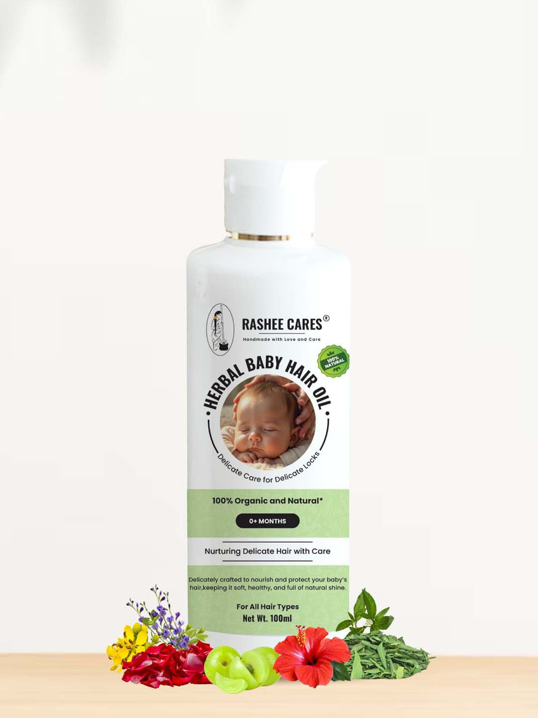 RASHEE CARES Herbal Baby Hair Oil With Neem Leaves & Amla - 100 ml