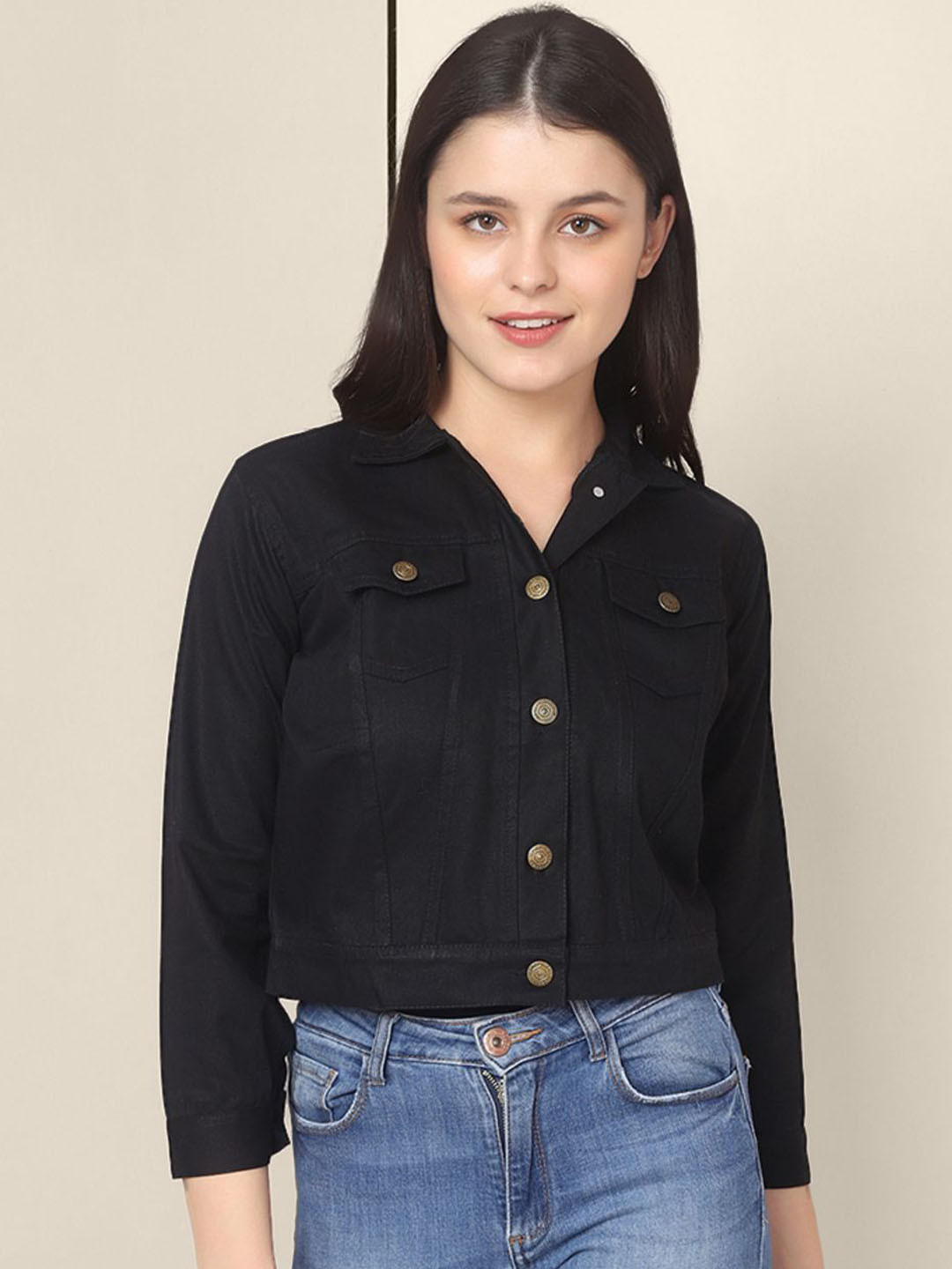 CORSICA Women Solid Denim Jacket with Utility Pockets