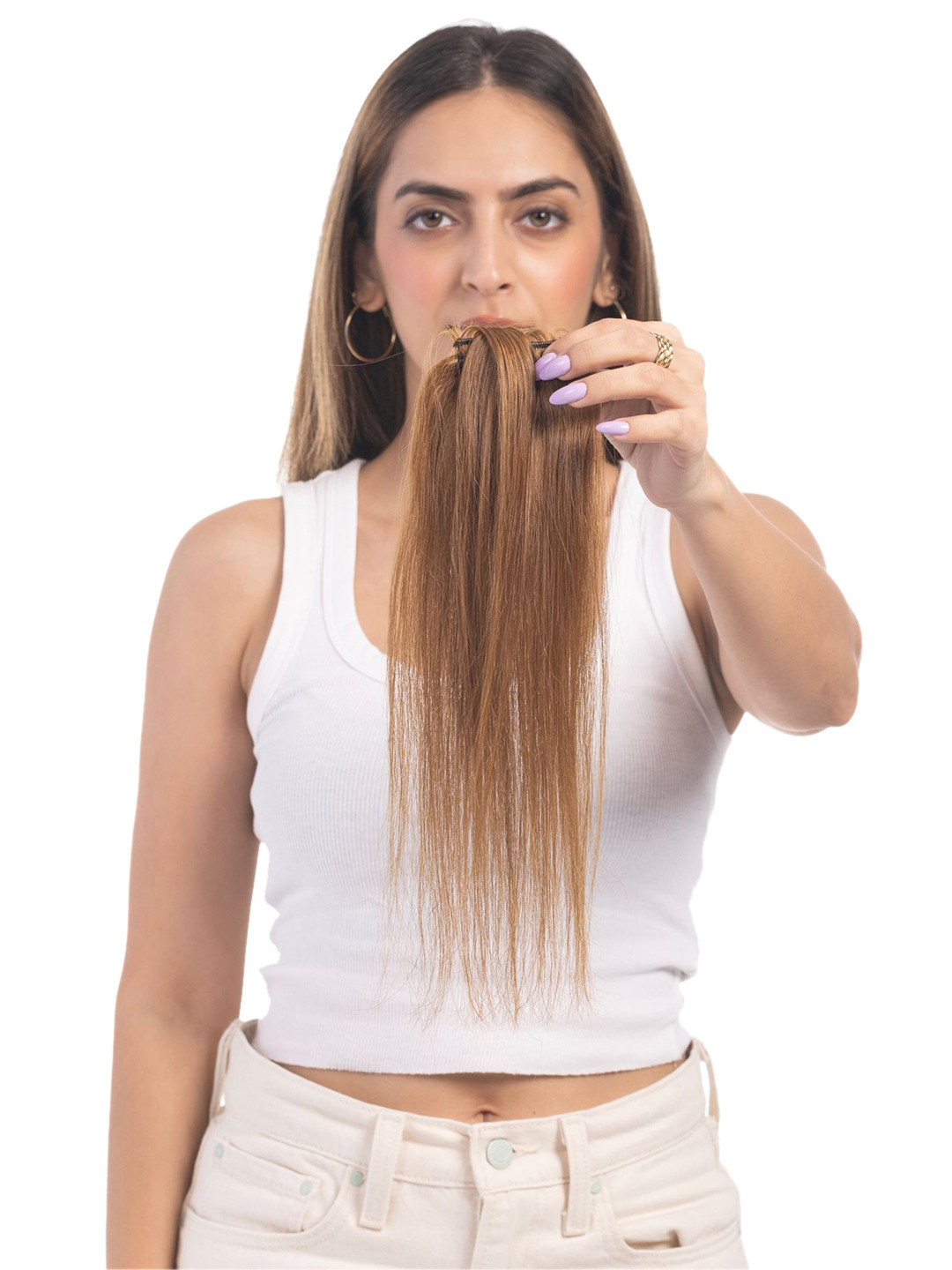 HAIRJOY 1 Clip Invisible Hair Patch Extension Instant Volume Light Golden Brown 12 Inches