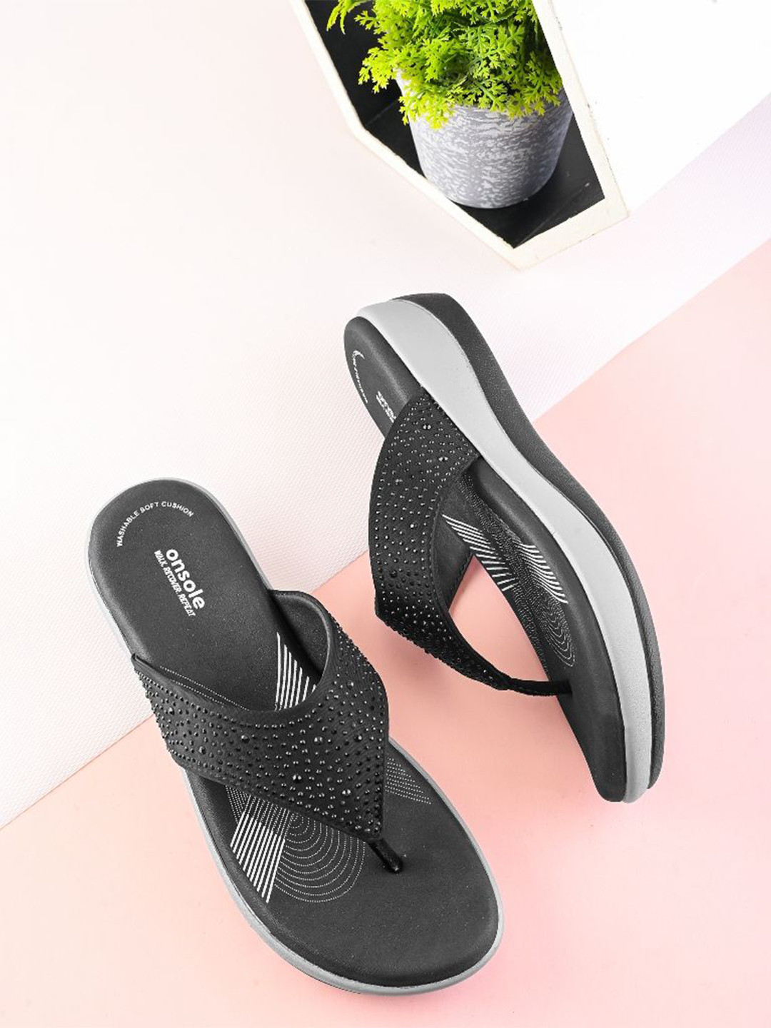 ONSOLE Women Embellished Open Toe Flats