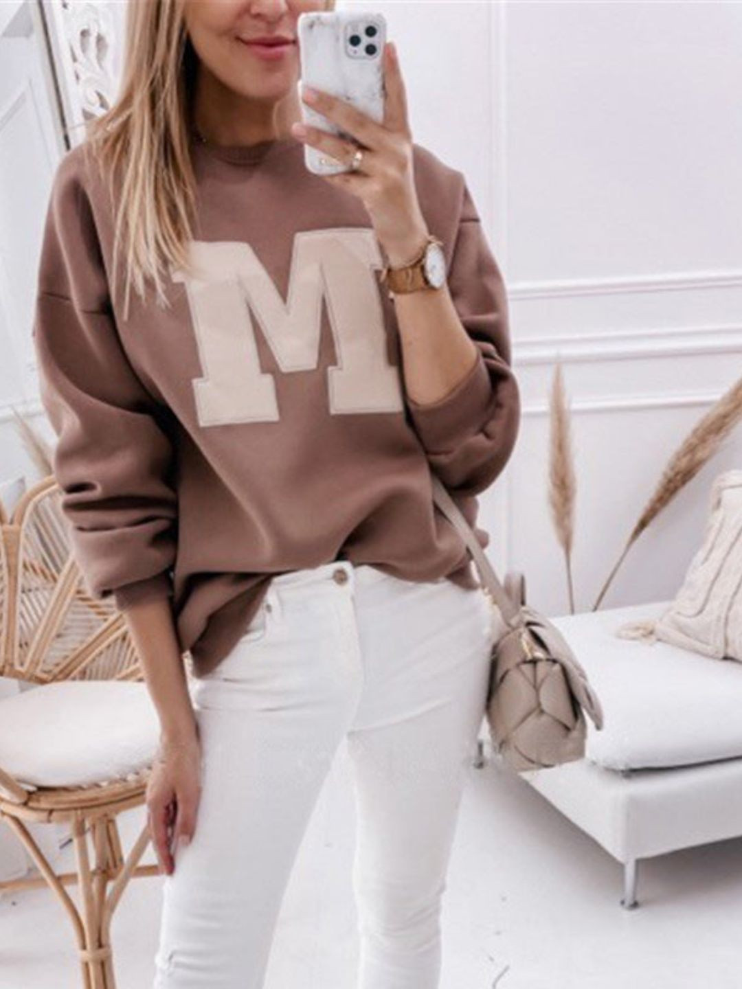 Oh Rare Women Alphanumeric Printed Sweatshirt