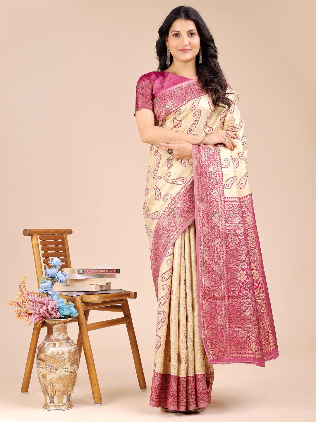 Mitera Paisley Woven Design Banarasi With Blouse Piece