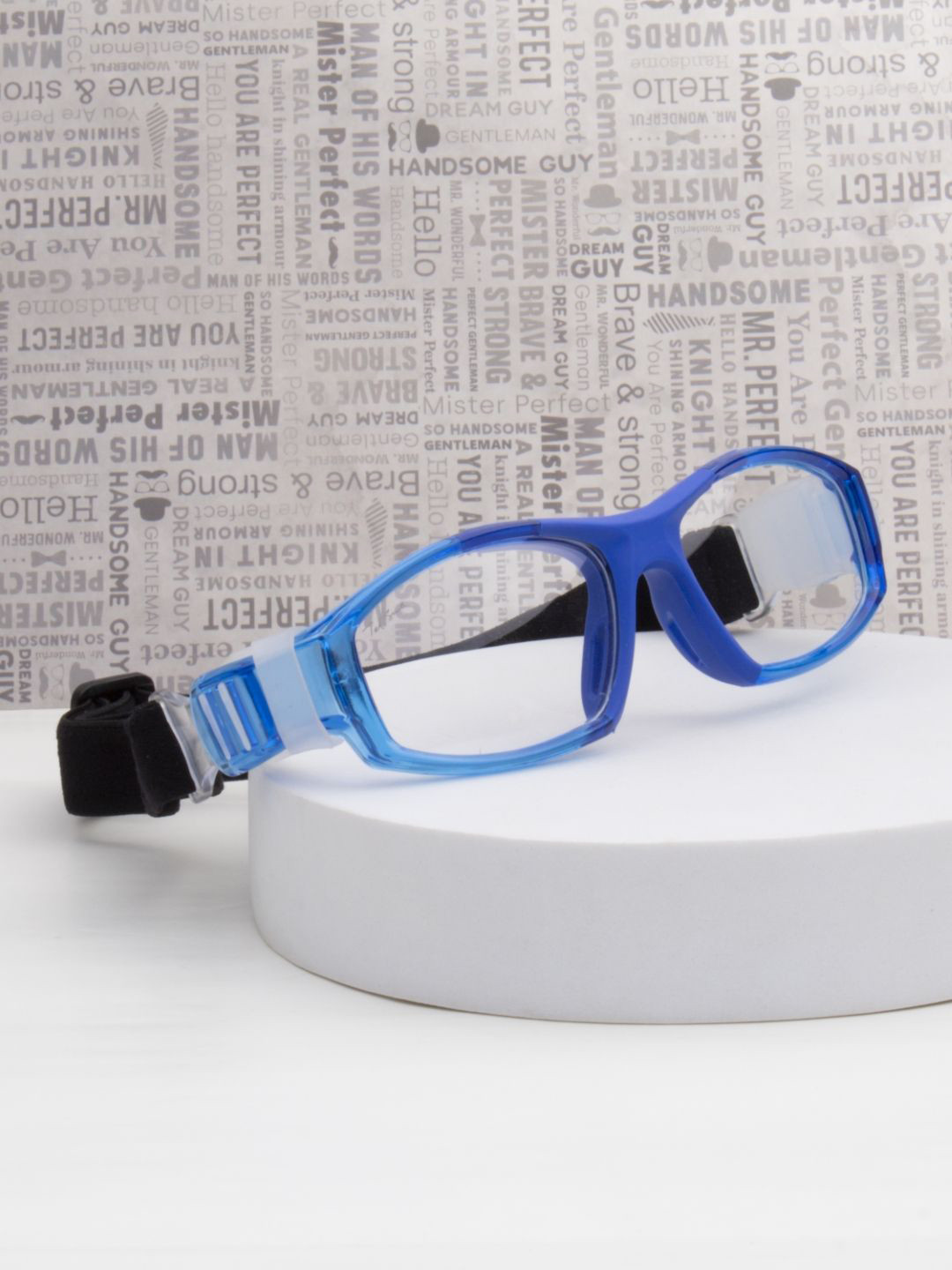 Ted Smith Unisex Blue Rectangular UV Protected Lens Sports Shooting Sunglasses