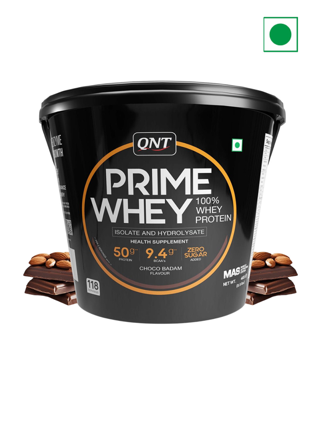 QNT Prime 100% Pure Whey Protein Powder For Muscle Building - 4 Kg - Choco Badam