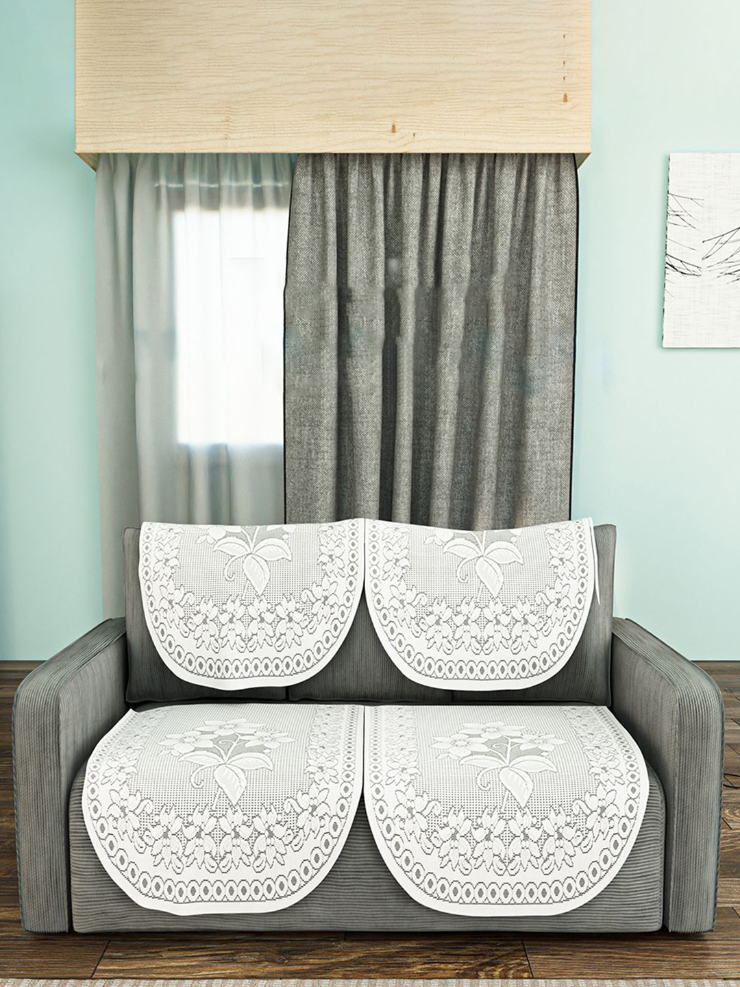 Kuber Industries Cream-Coloured Cotton 4 Piece Sofa Cover Without Arms