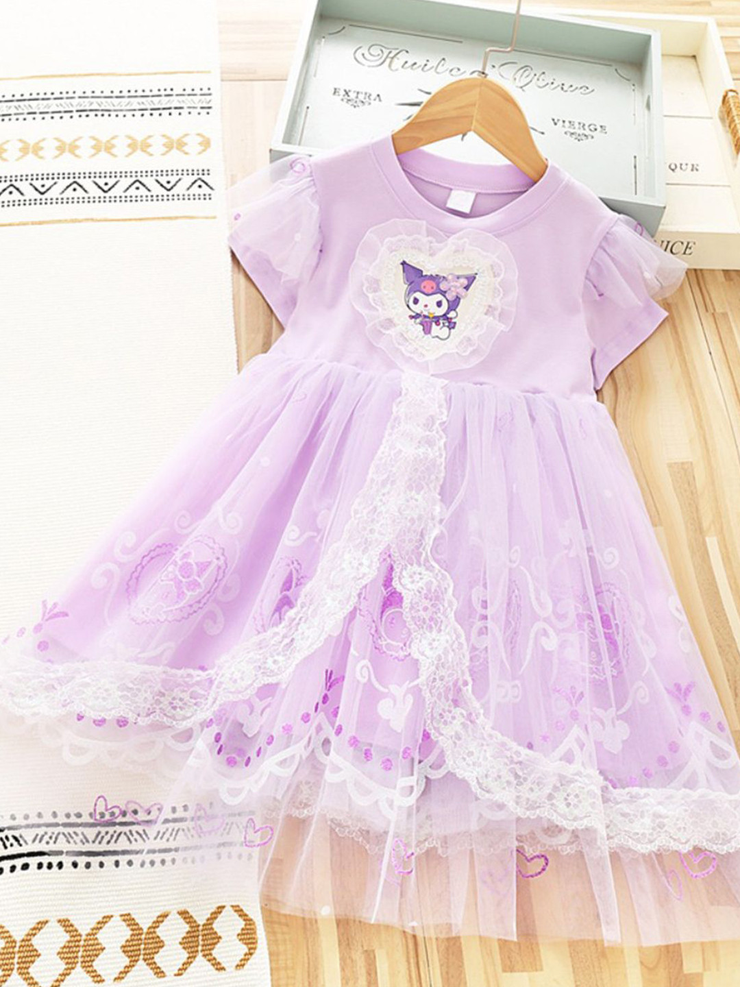 YK A-Line Girls Self Design Fit And Flare Dress
