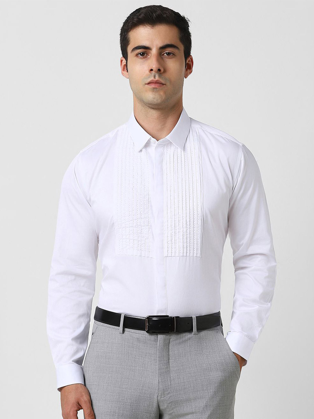Van Heusen  Pin Tucks Pure Cotton Slim Fit Casual Shirt
