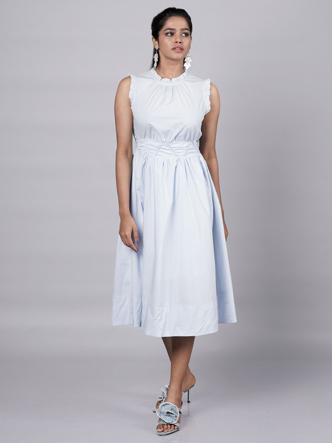 French Theory Women High Neck Cotton Fit and Flare