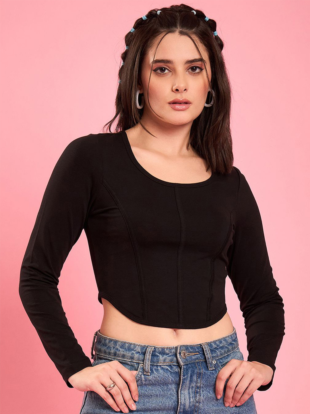 WineRed Applique Women Corset Crop Top