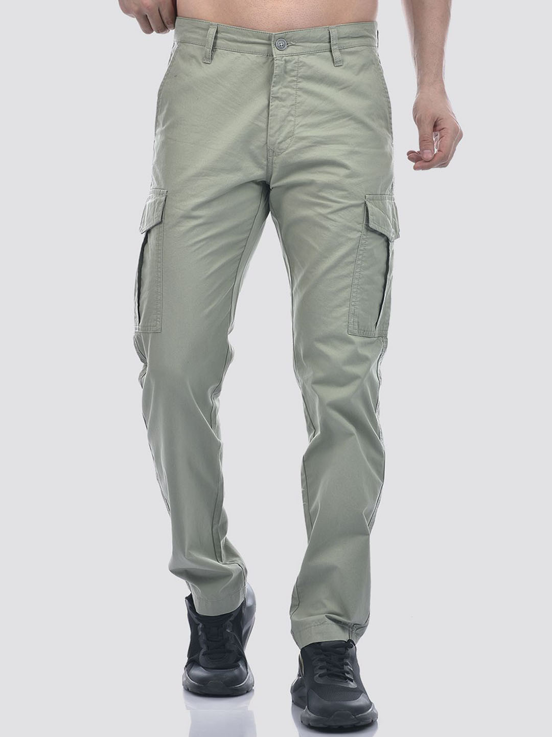 Numero Uno Men Mid-Rise Plain Cotton Cargos Trousers