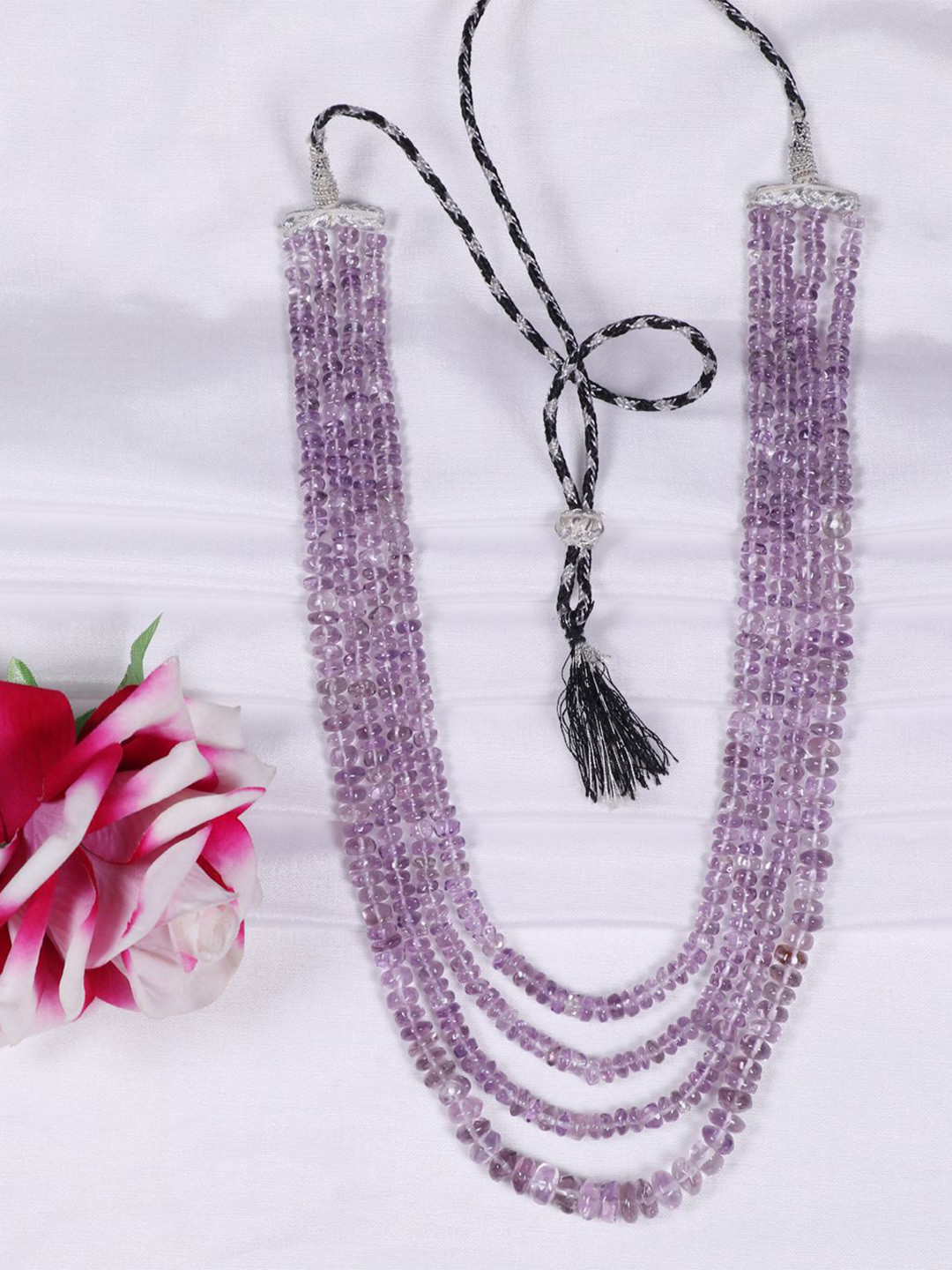 Raj Gems Amethyst Gemstone Beaded Layered Necklace