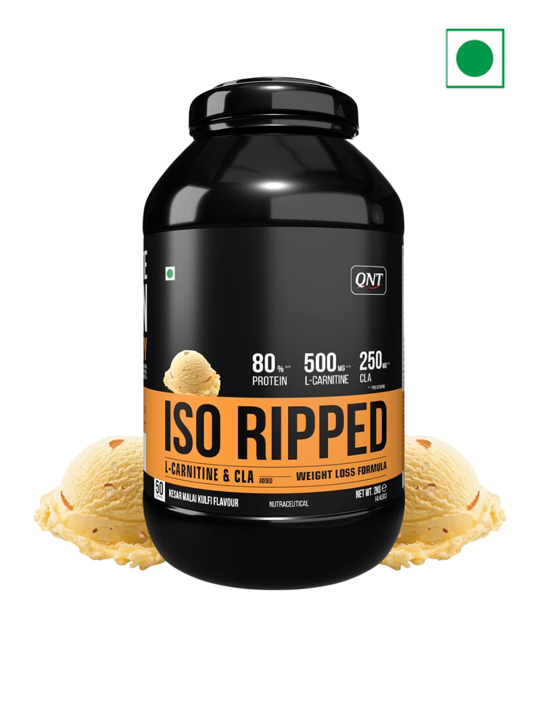 QNT ISO Ripped 100% Whey Isolate Protein For Muscle Growth - 2 Kg - Kesar Malai Kulfi