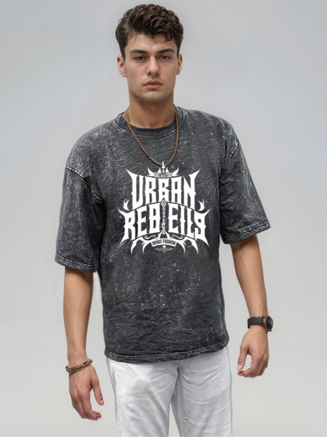 HEAST Urban Rebels Typography Oversized Casual T-shirt