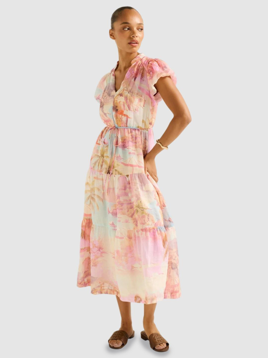 Forever New Women Tropical Printed Fit & Flare Midi Dress