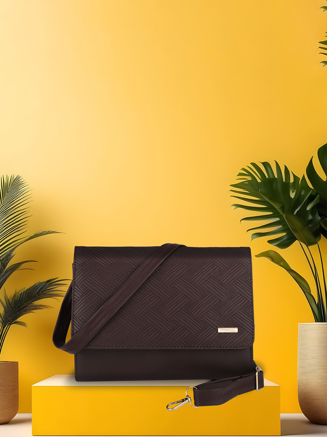 YESSBENZA Brand Logo Embellished Quilted Sling Bag Handbags