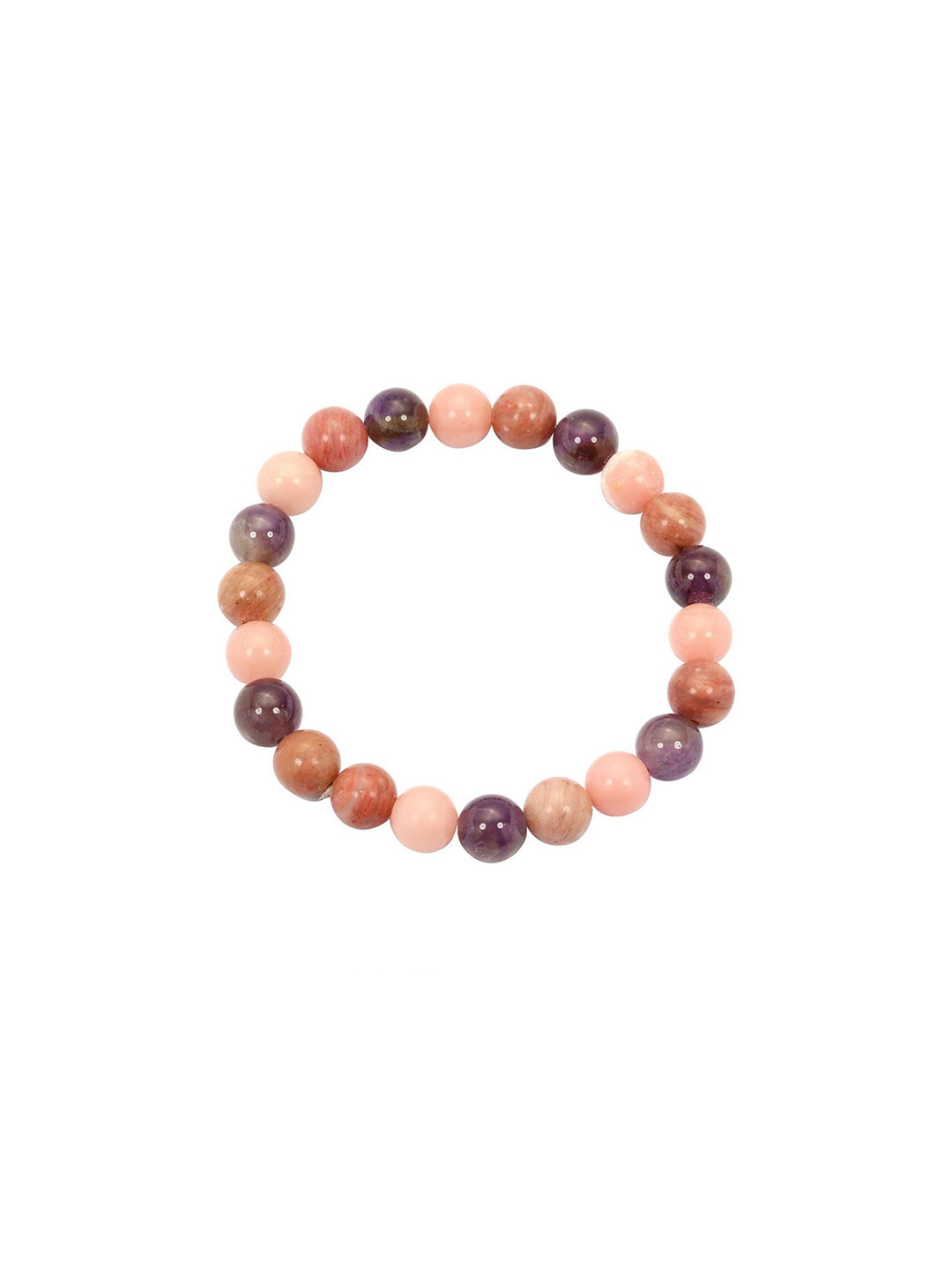 RDK Unisex Libra Zodiac Leather Amethyst Beaded Elasticated Bracelet