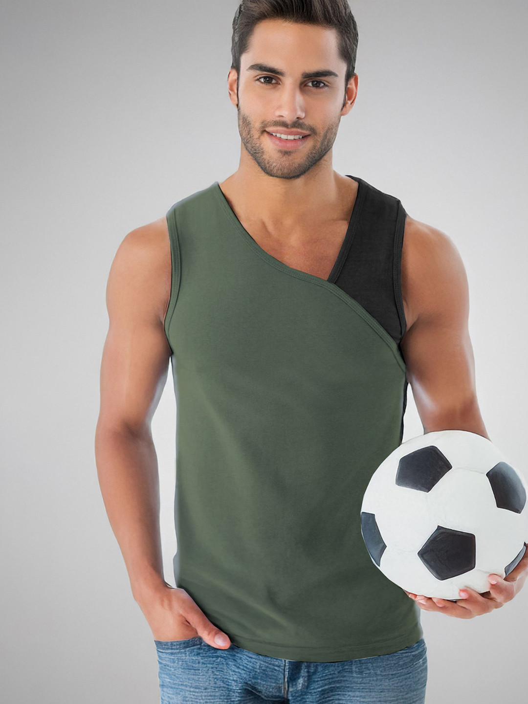 TRIPR Cotton V-Neck Gym Vest TOGRBLVEST-VT1