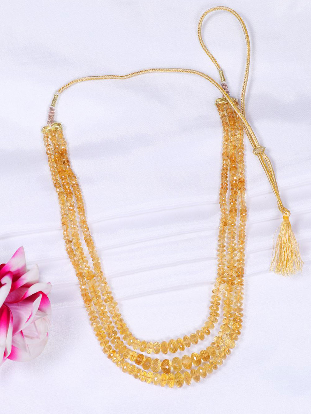 Raj Gems Citrine Gemstone Beaded Layered Necklace