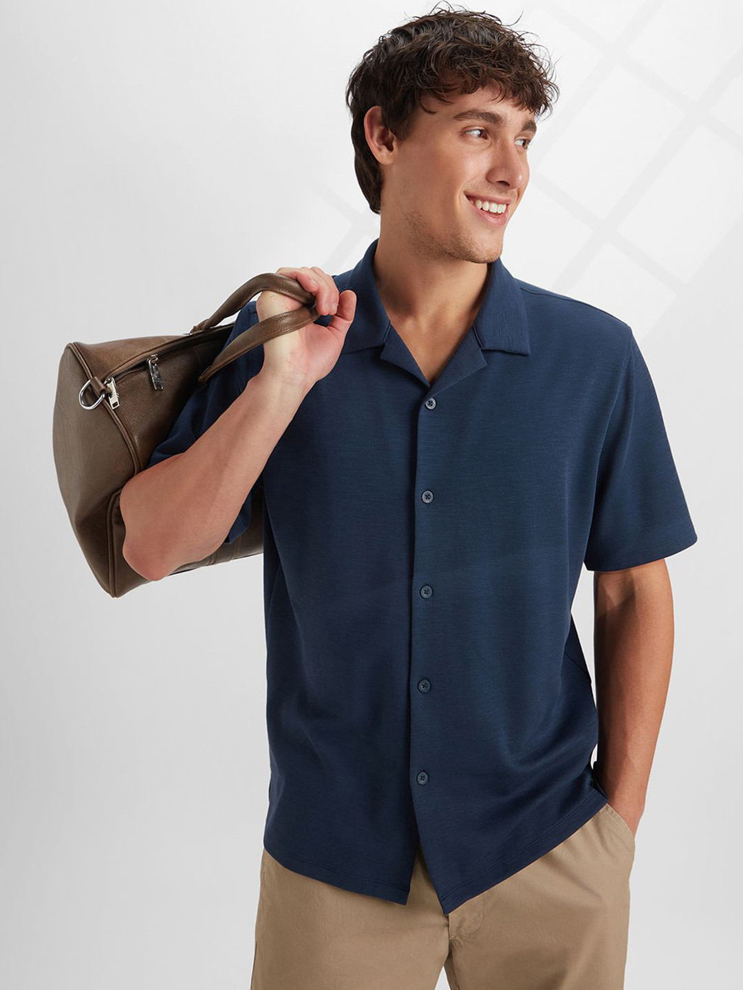 Jockey Groove Men Super Combed Cotton Rich Half Sleeve Solid Knit Shirt - MZO4