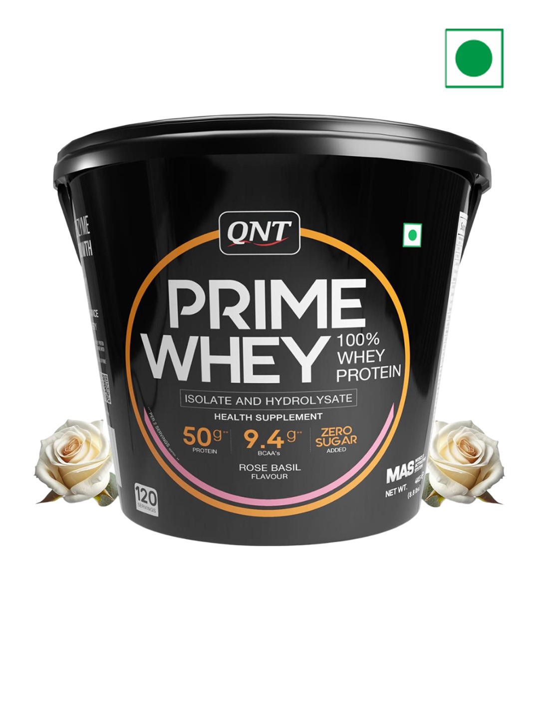 QNT Prime 100% Pure Whey Protein Powder For Muscle Building - 4 Kg - Rose Basil