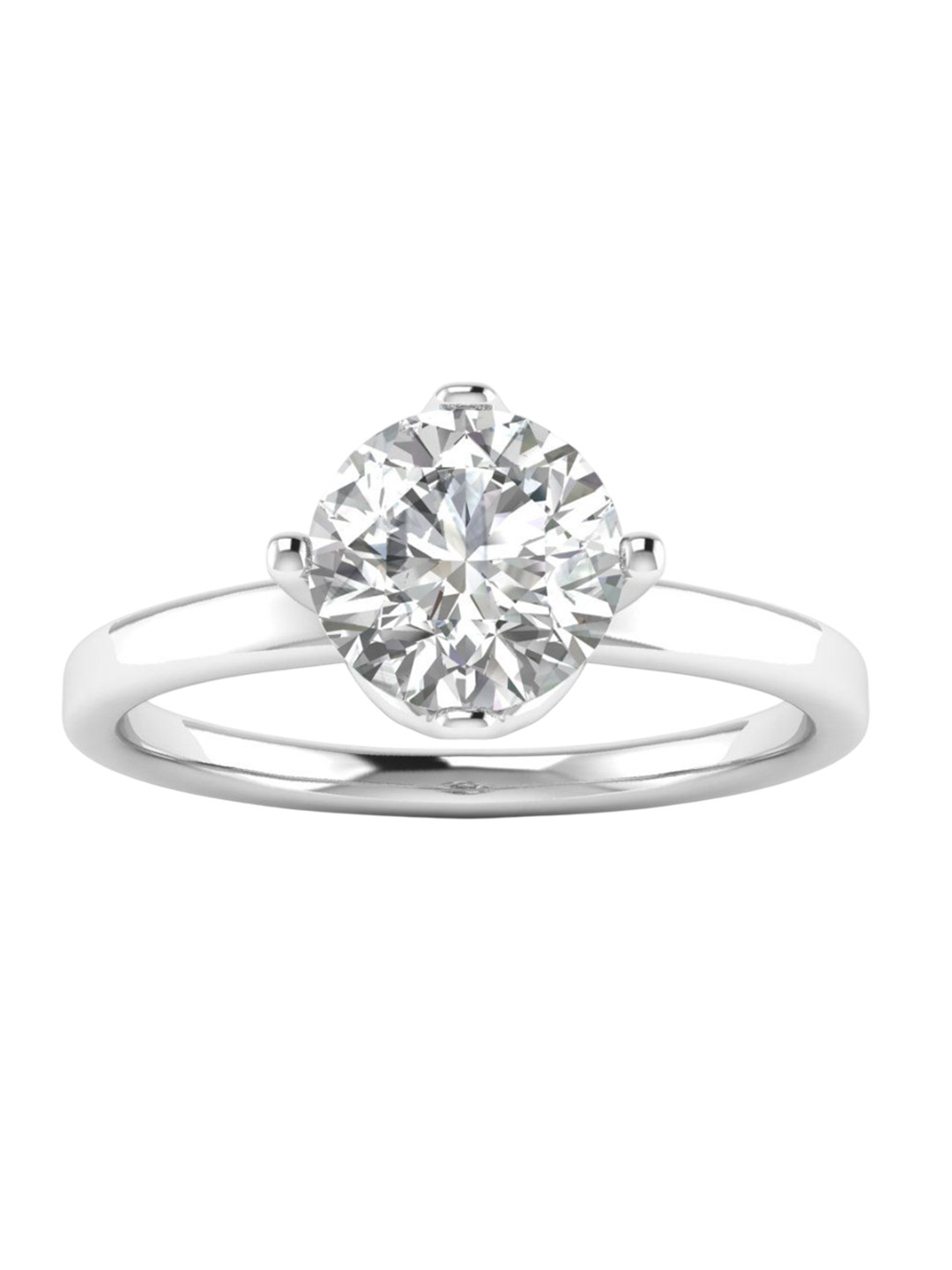 AJRETAIL Silver Studded 1 Carat Finger Ring Diamond